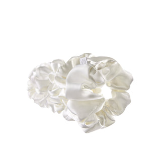 Satin Scunchies White Big Size - Veganboost
